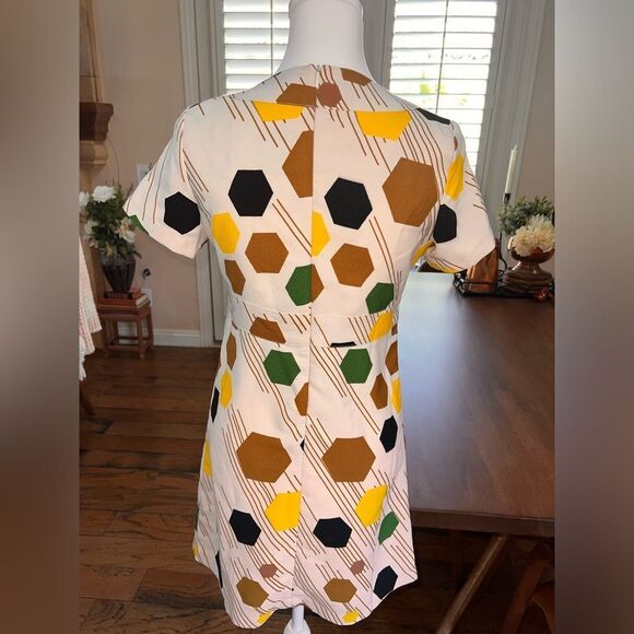 Karta Anthropologie 60s Mod Geometric Jeweled Mini Shift Dress Retro Size S. - Picture 6 of 9